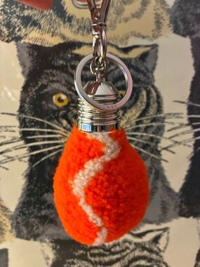 Fendi Shearling Fur Lightbulb Lightning Bolt Bag Charm Keychain w/COA!